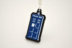 Dr. Who TARDIS Police Box Pendant Necklace - Laser Cut Acrylic