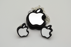 Apple Logo Necklace and Stud Earrings Set - Laser Engraved Acrylic Jewelry