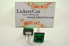 Minecraft Creeper Cuff Links - Laser Cut Acrylic Gaming Men's Wear