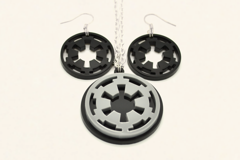 Star Wars Galactic Empire Necklace and Earring Set - SWTOR Laser Cut Acrylic Jewelry Set