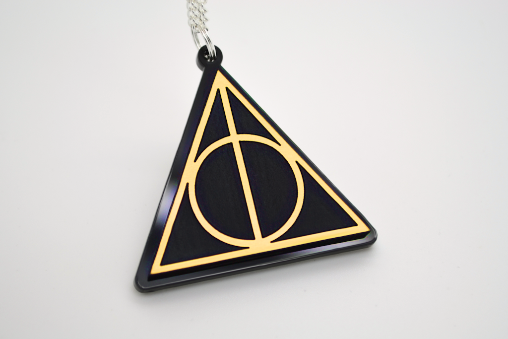 Harry Potter Women's 14k Gold Deathly Hallows Pendant Necklace, 18