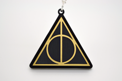 Harry Potter Deathly Hallows Laser Engraved Gold Acrylic Necklace