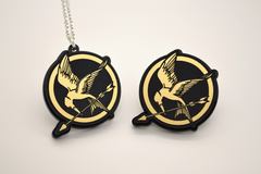 Hunger Games Mockingjay Pin Back - Laser Engraved Gold Acrylic - Bag Pin - Tie Tack - Brooch
