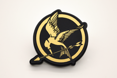 Hunger Games Mockingjay Necklace - Laser Engraved Gold Acrylic