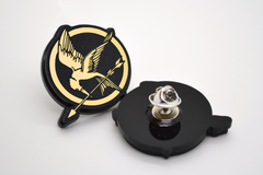 Hunger Games Mockingjay Pin Back - Laser Engraved Gold Acrylic - Bag Pin - Tie Tack - Brooch