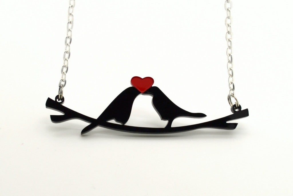 Little Love Birds Laser Cut Acrylic Charm Necklace