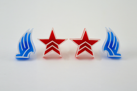 Two Pairs of Mass Effect Stud Earrings - Paragon and Renegade Friendship Pairs - Laser Cut Acrylic