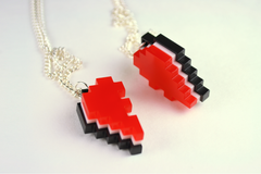 Pixel Heart Friendship Necklaces - Laser Cut Acrylic Best Friend Necklaces