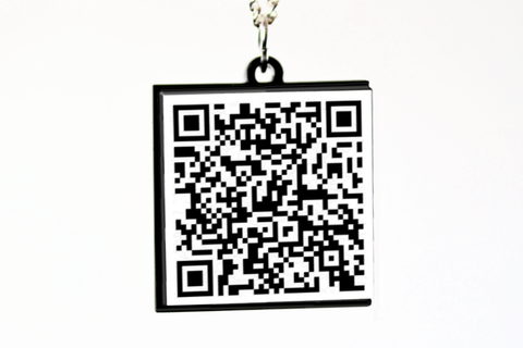 MECARD QR Code Necklace - Your Name - Cellphone - Email - URL