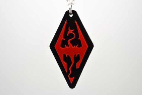 Skyrim Necklace - Laser Cut Acrylic Skyrim Dragon - Skyrim Logo