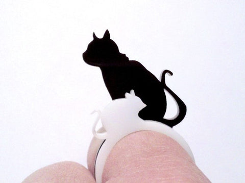 Katz und Maus - Laser Cut Acrylic RingSet - Cat and Mouse