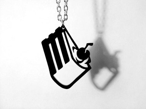 The Cake Is a Lie - Portal Cake Laser Cut Acrylic Pendant Necklace - GLaDOS