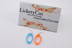 Two Pairs of Orange and Blue Friendship Portal Earrings Set - Lasercut Acrylic Best Friend Earrings Set - GLaDOS