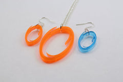 Two Pairs of Orange and Blue Friendship Portal Earrings Set - Lasercut Acrylic Best Friend Earrings Set - GLaDOS