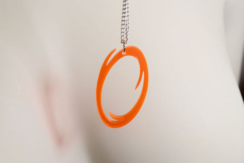 One Orange or Blue Portal Necklace - Laser Cut Acrylic Pendant Necklace - GLaDOS