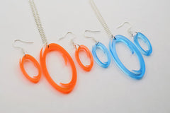 One Orange or Blue Portal Necklace and Earrings Set - Lasercut Acrylic Portal Pendant Necklace and Earrings Set - GLaDOS