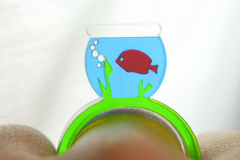 Fish Bowl Laser Cut Acrylic Ring Set