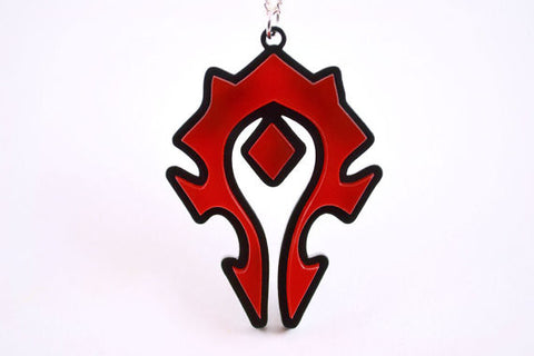 WoW The Horde Symbol Pendant Necklace - Lasercut Stacked Acrylic - Laser Cut Perspex - World of Warcraft