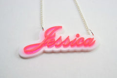 Laser Cut Acrylic Name Necklace - Custom Style and Color