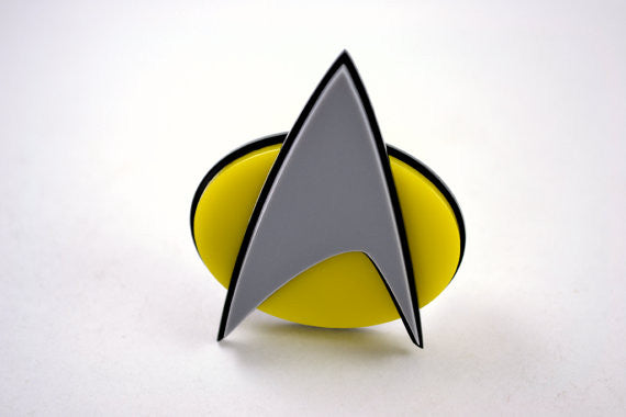Comic Style Star Trek Com Badge - Laser Cut Acrylic TNG Era Pinback Communicator