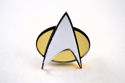 Star Trek Com Badge - Laser Cut Mirrored Acrylic TNG Era Pinback Communicator