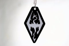 Skyrim Necklace - Laser Cut Acrylic Skyrim Dragon - Skyrim Logo