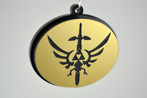 Legend of Zelda Hylian Sword Necklace - Laser Engraved Acrylic Medallion - Laser Cut
