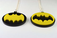Pair of Retro Batman Symbol Pendant Friendship Necklaces - 4 Dollar Discount