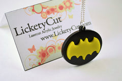 Reversed Retro Batman Symbol Pendant Necklace - Laser Cut Acrylic