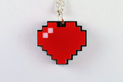 Laser Cut Acrylic Pixel Heart Necklace - Legend of Zelda Health Heart Necklace