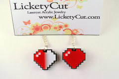 Health Bar Three Pixel Hearts Necklace - Laser Cut Acrylic - Legend of Zelda Health Hearts Necklace