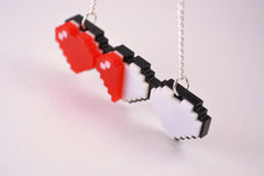 Health Bar Three Pixel Hearts Necklace - Laser Cut Acrylic - Legend of Zelda Health Hearts Necklace