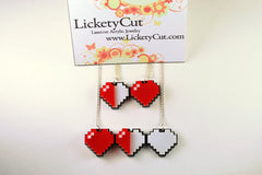 Health Bar Three Pixel Hearts Necklace - Laser Cut Acrylic - Legend of Zelda Health Hearts Necklace