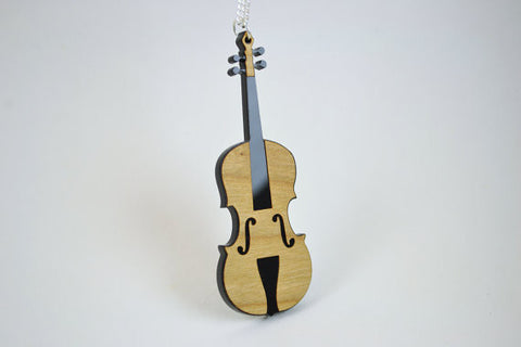 Violin Pendant Necklace - Laser Cut Acrylic Musical Instrument Jewelry