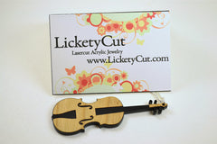 Violin Pendant Necklace - Laser Cut Acrylic Musical Instrument Jewelry