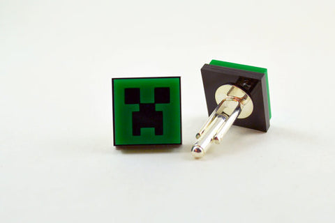 Minecraft Creeper Cuff Links - Laser Cut Acrylic Gaming Men's Wear