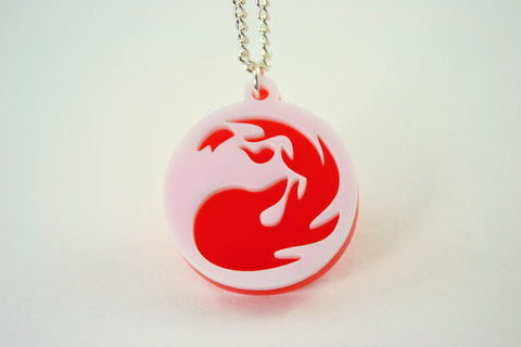Magic The Gathering Red Mana Symbol Pendant Necklace - Laser Cut Acrylic
