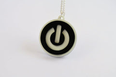 Glow in the Dark Power Button Necklace - Laser Cut Acrylic Fun