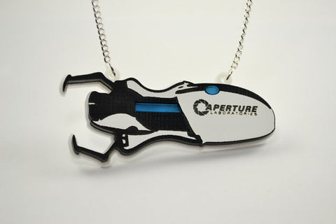 Portal Gun Necklace - Laser Engraved and Laser Cut - GLaDOS