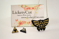Zelda Triforce Necklace -Laser Engraved Silver or Gold Acrylic - Limited Time Sale Price