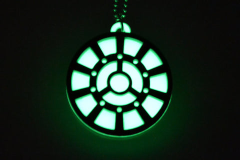 Iron Man Arc Reactor Necklace - Mark 1- Glow in the Dark Laser Cut Acrylic