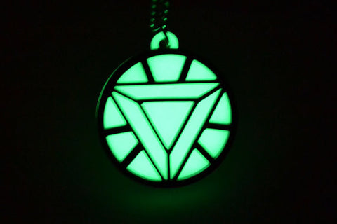 Iron Man Heart Arc Reactor Necklace - Mark 4 - Glow in the Dark Laser Cut Acrylic