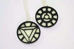 Iron Man Arc Reactor Friendship Necklaces - Glow in the Dark Laser Cut Acrylic - SALE PRICE