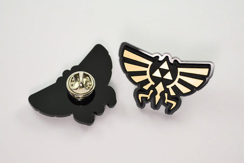Zelda Hyrule Triforce Pin Back - Tie Tack - Bag Pin - Laser Engraved Hyrule Crest