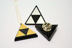 Zelda Triforce Pin Back - Tie Tack - Bag Pin -Laser Engraved Brushed Silver or Gold Acrylic