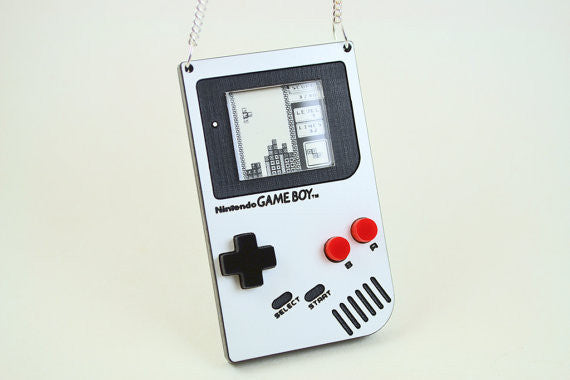 Oldschool Gameboy Necklace - Laser Engraved Keepsake Locket - Laser Cut Acrylic Pendant Necklace