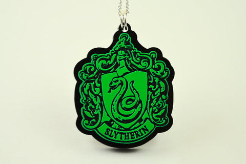 Harry Potter Slytherin House Crest Necklace - Laser Cut and Laser Engraved Acrylic