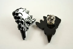 Final Fantasy Lion's Crest Tie Tack - Pin Badge - Bag Pin - Laser Engraved Silver on Black