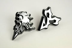 Final Fantasy Lion's Crest Tie Tack - Pin Badge - Bag Pin - Laser Engraved Silver on Black