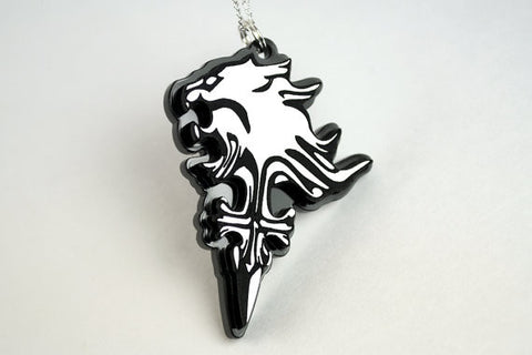 Final Fantasy Griever Pendant Necklace - Laser Cut Acrylic - Laser Engraved Silver on Black